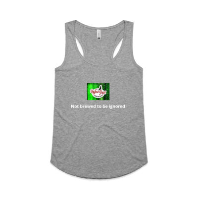 Wolf Pack Brewing Green Background - Womens Yes Racerback Singlet Thumbnail